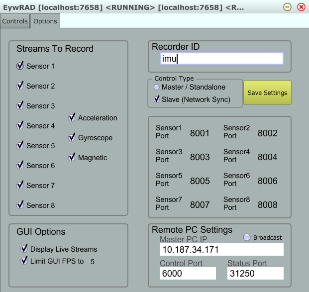 DANCE platform2 imurecorder options